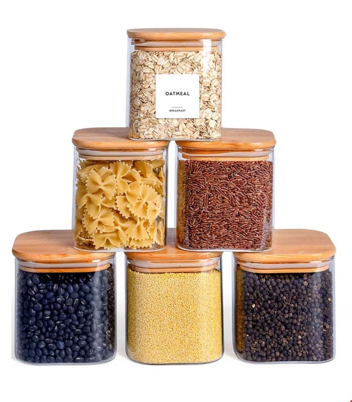 جای حبوبات شیشه ای مربع سایز 4 امپرلند