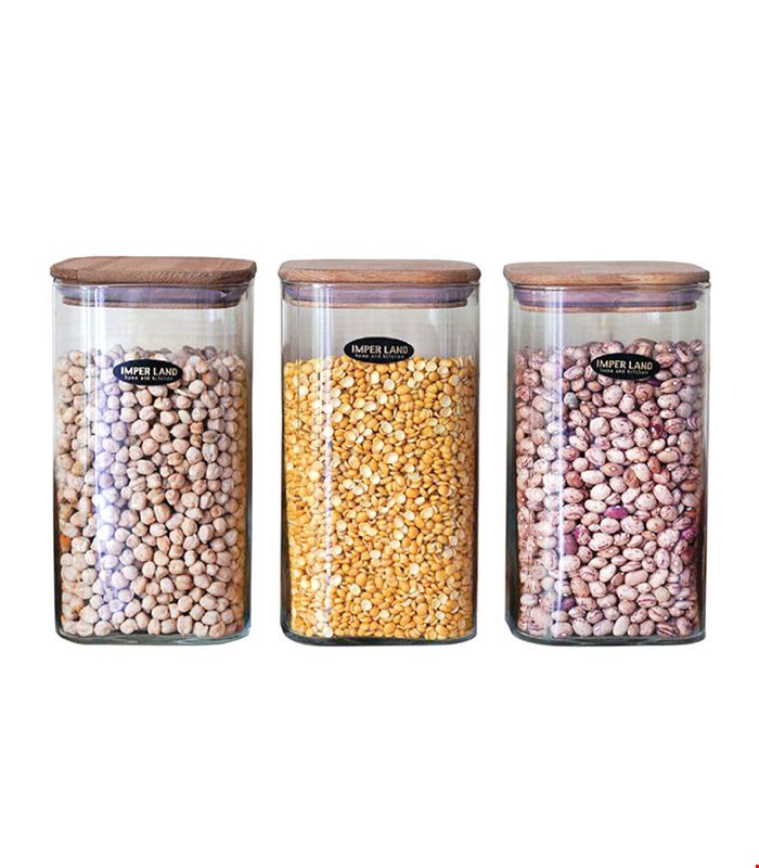 جای حبوبات شیشه ای مربع سایز 1 امپرلند