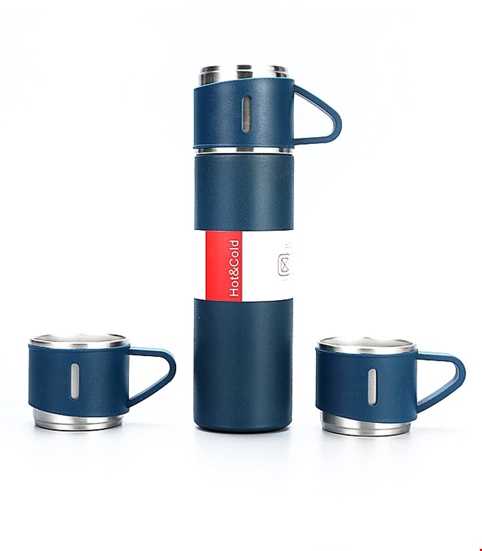 فلاسک 0.5 لیتری مدل vacuum به همراه لیوان سفری بسته 3 عددی